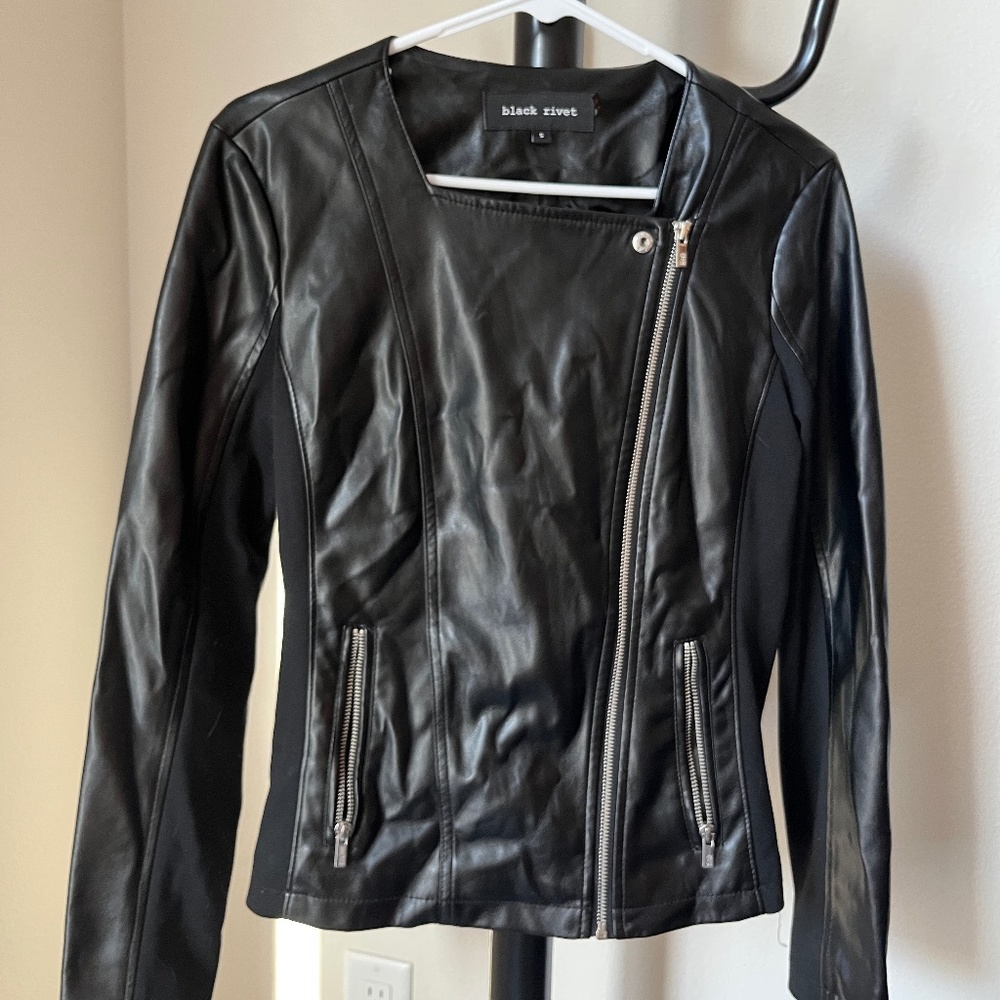 Black Rivet Faux Leather Jacket Size S